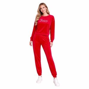 Juicy Couture Velour Tracksuit NWT Coco Red Y2K Studded Crewneck Set MSRP $199